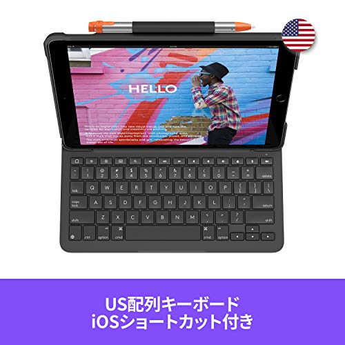 【1,000円引クーポン付】 ロジクール iPad 10.2 インチ 対応 第7世代 キーボード アイパッド iK1055BK グラファイト SLIM FOLIO 薄型 送料無料