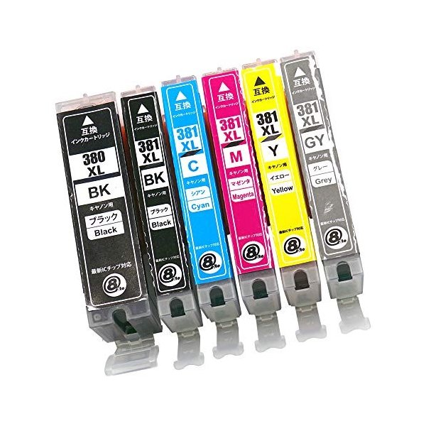 Rakuten - 【ポイント2倍】 【クーポン付】 BCI-380XL(BK)BCI381XL(BK/C/M/Y/GY)-6色セット 全色大容量 CANON(キヤノン)用 送料無料