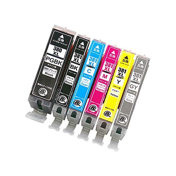 【200円引クーポン付】 Canon キャノン BCI-381XL(BK/C/M/Y/GY) ＋ BCI-380XL(PGBK/顔料ブラック) 送料無料
