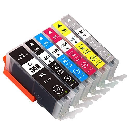 �ڥݥ����2�ܡ� ��200�߰������ݥ��ա� Canon���󥯥����ȥ�å� BCI-351(BK/C/M/Y/GY)+BCI-350 6���ޥ���ѥå������� ����...