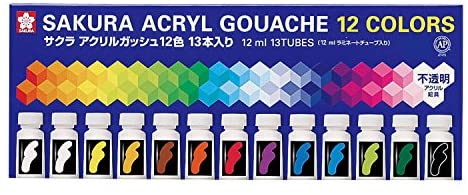 サクラクレパス 絵の具 アクリルガッシュ 12色13本(白2本)入り AGW13 送料無料