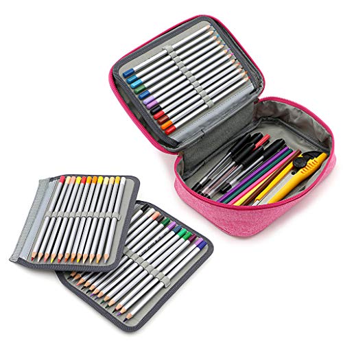  Sumnacon 72本 色鉛筆ケース ペンシルホルダー ペンケース 色鉛筆 ペン 多機能 収納 大容量（色鉛筆なし） (ピンク) 送料無料