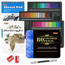 【200円引クーポン付】 Shuttle Art 色鉛筆 カラーペン 80色セット 大人の塗り絵 スケッチパッド シャープナー付き デザイン グラフ 送料無料