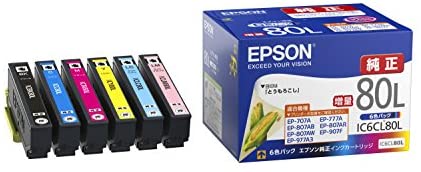 Rakuten - 【ポイント2倍】 【クーポン付】 エプソン 純正 インクカートリッジ とうもろこし IC6CL80L 6色パック 増量 送料無料