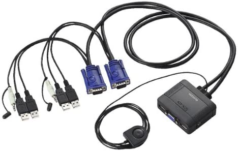 【200円引クーポン付】 エレコム KVMスイッチ USB VGA スピーカー 手元スイッチ 2台 オーディオ切替 KVM-KUS 送料無料