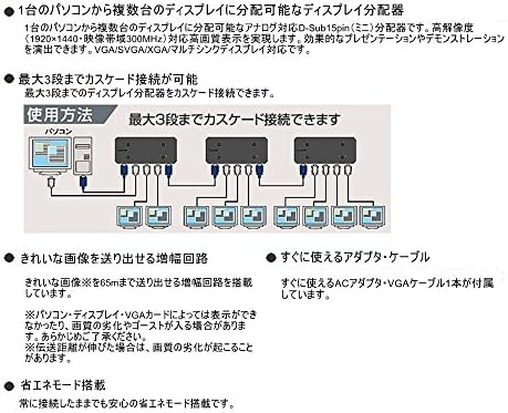 【ポイント2倍】 【クーポン付】 エレコム ディスプレイ分配器 VGA 8分配 VSP-A8 送料無料 - Image 2