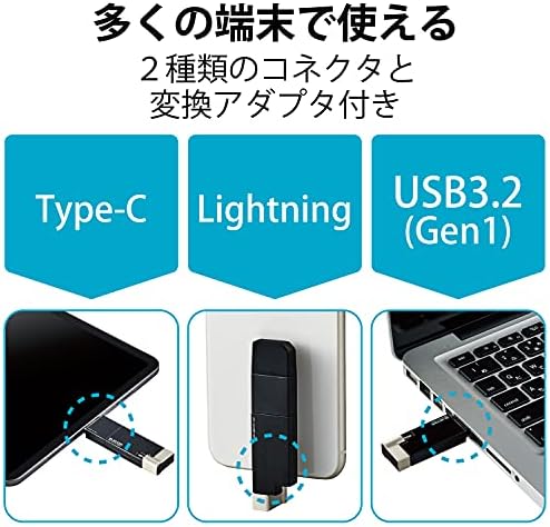 【ポイント2倍】 【500円引クーポン付】 エレコム USBメモリ 128GB iPhone/iPad対応 [MFI認証品] ライトニング Type-C変換アダプタ付 送料無料
