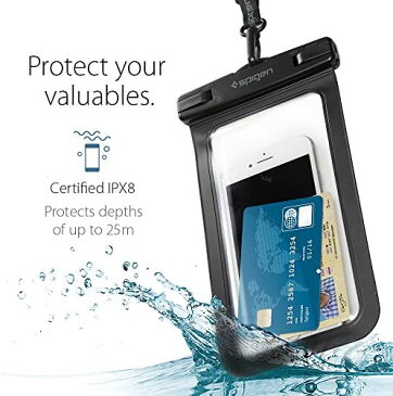 Spigen 防水ケース スマホ iPhone Android 最大 6.2インチ対応 タッチ可 顔認証 密封、水中撮影 お風呂