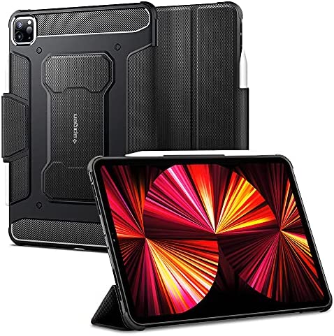 Rakuten - 【ポイント2倍】 【クーポン付】 Spigen iPad Pro 11インチ ケース (2022 2021 2020 2018)用 第4/3/2/1/世代対応 カバー シュピゲン 三つ折り スタンド Apple Pencil対応 耐衝撃 米軍MIL規格 落下 衝撃 吸収 ラギッド・アーマープロ ACS01024 (ブラック) 送料無料