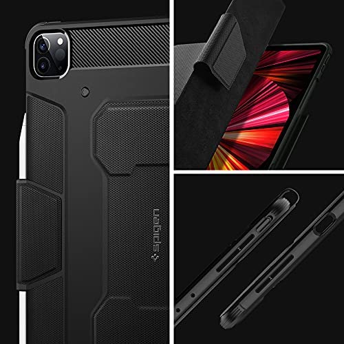 【ポイント2倍】 【500円引クーポン付】 Spigen iPad Pro 11インチ ケース (2022 2021 2020 2018)用 第4/3/2/1/世代対応 カバー シュピゲン 三つ折り スタンド Apple Pencil対応 耐衝撃 米軍MIL規格 落下 衝撃 吸収 ラギッド・アーマープロ ACS01024 (ブラック) 送料無料