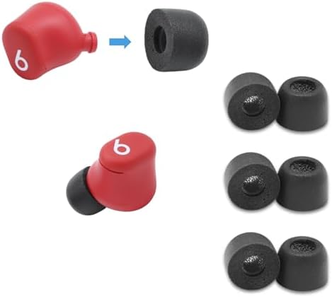 低反発素材交換用イヤホンチップ Bang & Olufsen EX Beats Solo Buds, Devialet Geminiなどに | 究極の快適さ しっかりフィット 優れたノイズアイソレーション | ブラック L (3ペア)