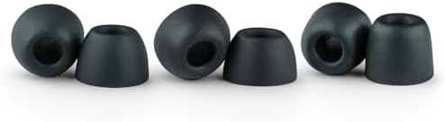 低反発素材 交換用 IEM イヤーチップ ゼンハイザー Bang Olufsen Sonyなど用 ノイズアイソレーション、究極の快適さ、安全なフィット | バラエティ ブラック S (3ペア)