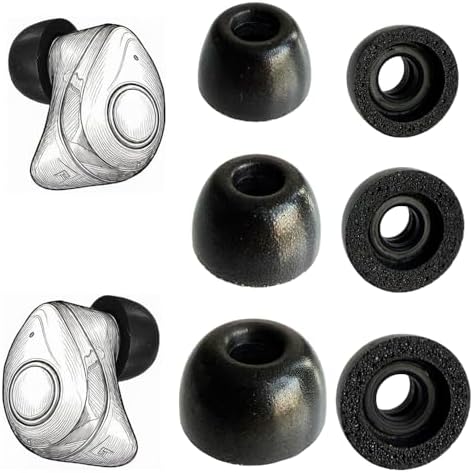 交換用低反発素材イヤーチップ Raycon Everyday/Fitness/Impactイヤホン用、3ペア(S/M/L)ブラック