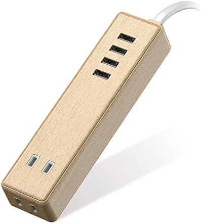 Rakuten - 【ポイント2倍】 【クーポン付】 エレコム 電源タップ USBタップ 12W (USBポート×4 コンセント×2) 1.5m オーク ECT-0415O 送料無料