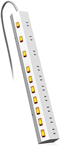 Rakuten - 【ポイント2倍】 【クーポン付】 エレコム 電源タップ 雷ガード 10個口 個別スイッチ ホコリ防止シャッター付き スイングプラグ 2.5m ホワイト 送料無料