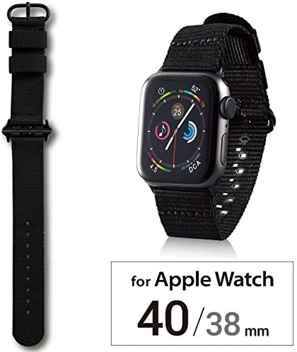 エレコム Apple Watch バンド 40mm/38mm ファブリック ブラック AW-40BDNATBK