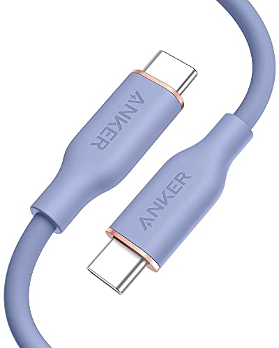 【200円引クーポン付】 アンカー Anker PowerLine III Flow USB-C USB-C ケーブル Anker絡まないケーブル USB PD対応 シリコン素材採用100W Galaxy iPad Pro/Air MacBook Pro/Air 各種対応 (0.9m ラベンダーグレー) 送料無料