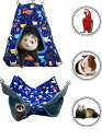 【200円引クーポン付】 小動物 ペットフェレット モモンガ シマリス用 テントと2階のハンモック 寝袋 休憩所 遊び場 2個セット 送料無料(4)