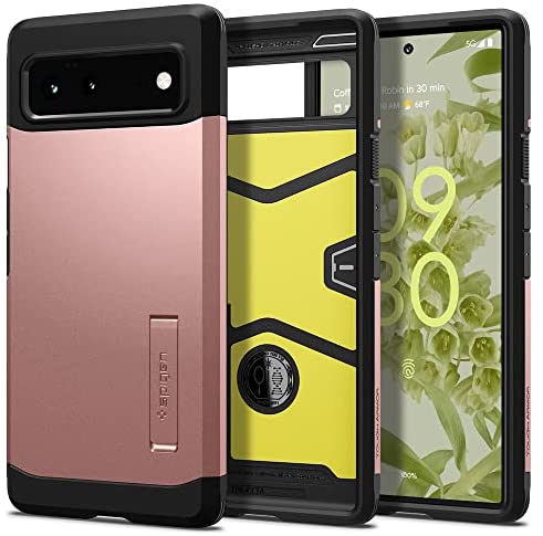 Rakuten - 【ポイント2倍】 【クーポン付】 Spigen Pixel6 ケース 耐衝撃 スタンド機能 米軍MIL規格取得 シュピゲン 三重構造 衝撃 吸収 タフ・アーマー ACS03444 (ローズ・ゴールド) 送料無料