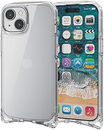 Rakuten - 【ポイント2倍】 【クーポン付】 エレコム iPhone15 ケース TOUGH SLIM LITE ショルダーストラップホール付き 耐衝撃 衝撃吸収 薄型 軽量 送料無料