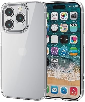Rakuten - 【ポイント2倍】 【クーポン付】 エレコム iPhone15 Pro ケース ガラス 硬度9H ハイブリッド素材 側面TPU 四つ角エアークッション 送料無料