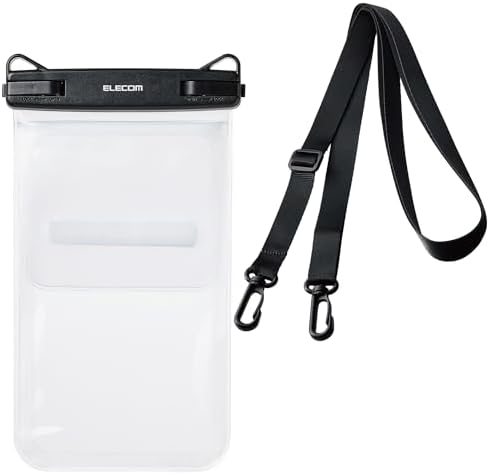Rakuten - 【ポイント2倍】 【クーポン付】 スマホ 防水ケース お風呂 海 首かけ 水中 操作不可 IPX8 顔認証 入れたまま操作可能 2つのポケット付 ロックレバータイプ 6.9インチ以下のスマートフォン ブラック P-WPS2P05BK
