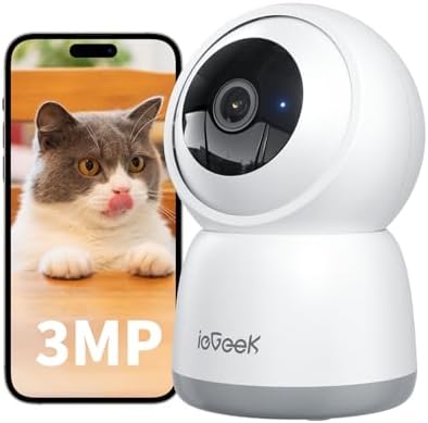 見守りカメラ可上下左右自動追尾・2.4G/5GHz WiFi両対応ieGeek ペットカメラ 24h常時録画 レンズのオフ可能 300万画素 赤外線暗視 双方向会話 PTZ首振り プリセット機能 防犯カメラ 室内 360°自動定期見回り 動体検知 スマホ通知 犬/猫/お年寄り