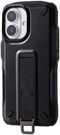 Rakuten - 【ポイント2倍】 【クーポン付】 iPhone 16 ケース NESTOUT 耐衝撃 衝撃吸収 [リュックのショルダーベルトに装着可能] フィンガーバンド付き スタンド機能 ストラップホール付き アウトドア ブラック PM-A24ANESTBK
