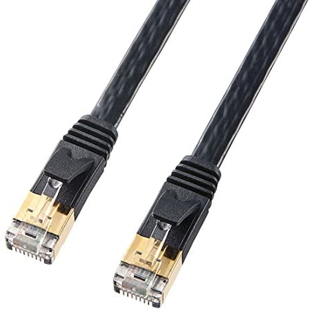 Cross （~5 m） - 【ポイント2倍】 【クーポン付】 サンワサプライ CAT7フラットLANケーブル (15m) 10Gbps/600MHz RJ45 ツメ折れ防止 ブラック 送料無料