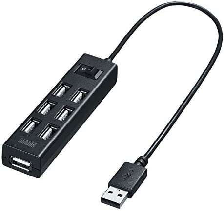 Rakuten - 【ポイント2倍】 【300円引クーポン付】 サンワサプライ USB2.0ハブ(7ポート・ブラック) USB-2H702BK 送料無料