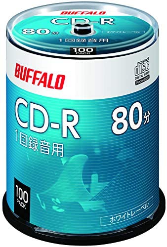 【200円引クーポン付】 バッファロー 音楽用 CD-R 1回録音 700MB 100枚 スピンドル ホワイトレーベル RO-CR07M-100PW/N 送料無料