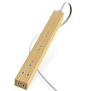 【200円引クーポン付】 エレコム 電源タップ 雷ガード 6個口 木目調 3m オーク材 ECT-0203O 送料無料