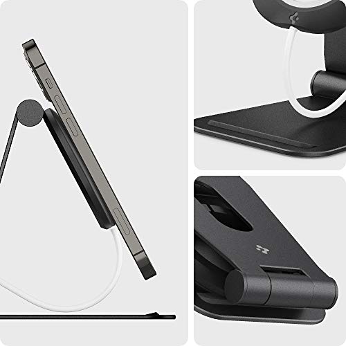モデラート ガジェットショップの【ポイント2倍】 【クーポン付】 Spigen MagSafe スタンド MagSafe充電器用 角度 調節 シュピゲン 可能 アルミ 滑り止め 安定 卓上 固定 折り畳み 送料無料｜アングル3