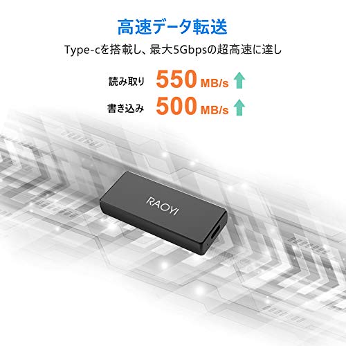 【ポイント2倍】 【200円引クーポン付】 SSD RAOYI 外付SSD 250GB USB3.1 Gen2 ミニSSD ポータブルSSD 転送速度550MB/秒(最大) 送料無料