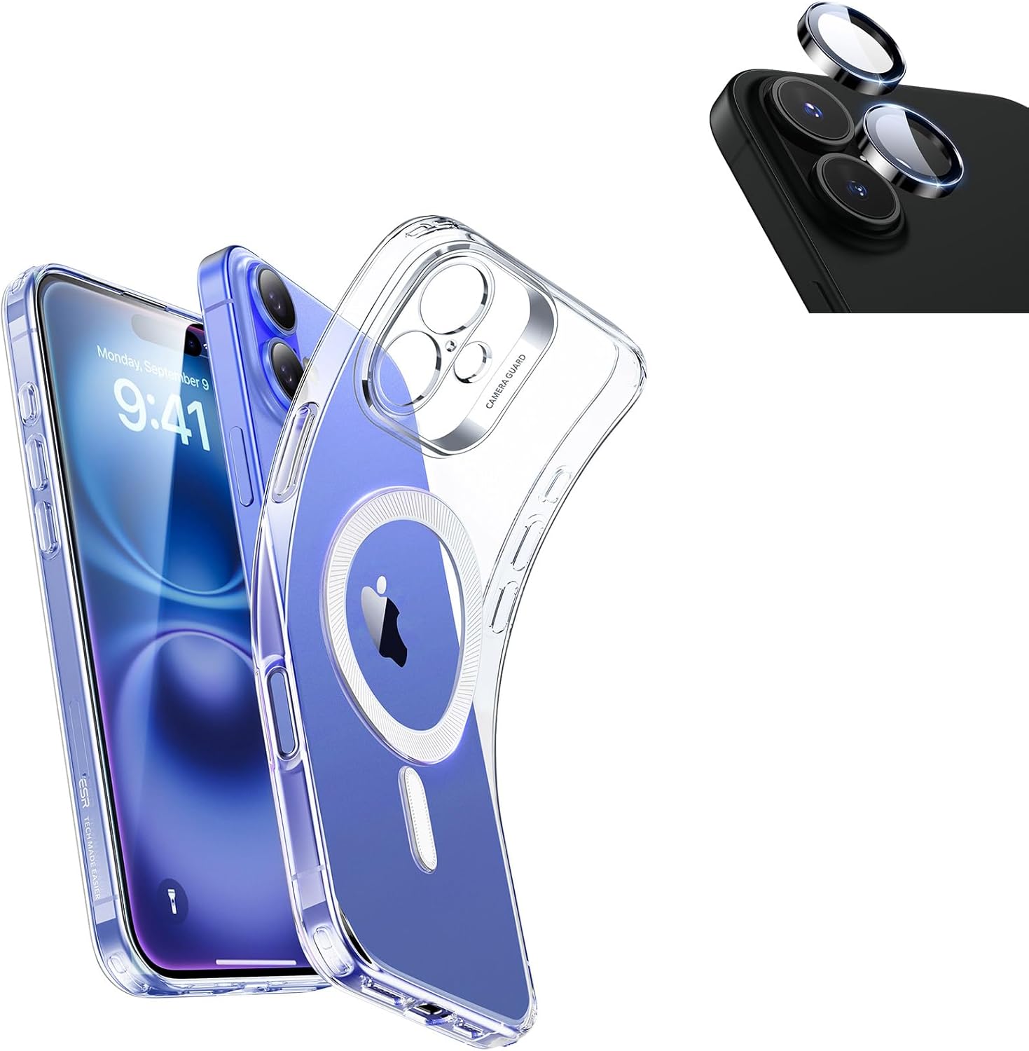 Rakuten - 【ポイント2倍】 【クーポン付】【 ケース+カメラフィルム】ESR iPhone 16用 ケースとカメラフィルム セット 耐衝撃薄型カバー 送料無料
