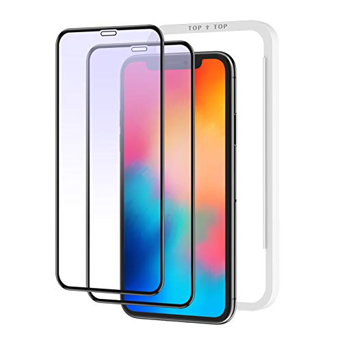 【200円引クーポン付】 ブルーライトカット2枚セット Nimaso 全面保護フィルム iPhone11 アイフォン Pro/Xs/X用 強化ガラス 送料無料