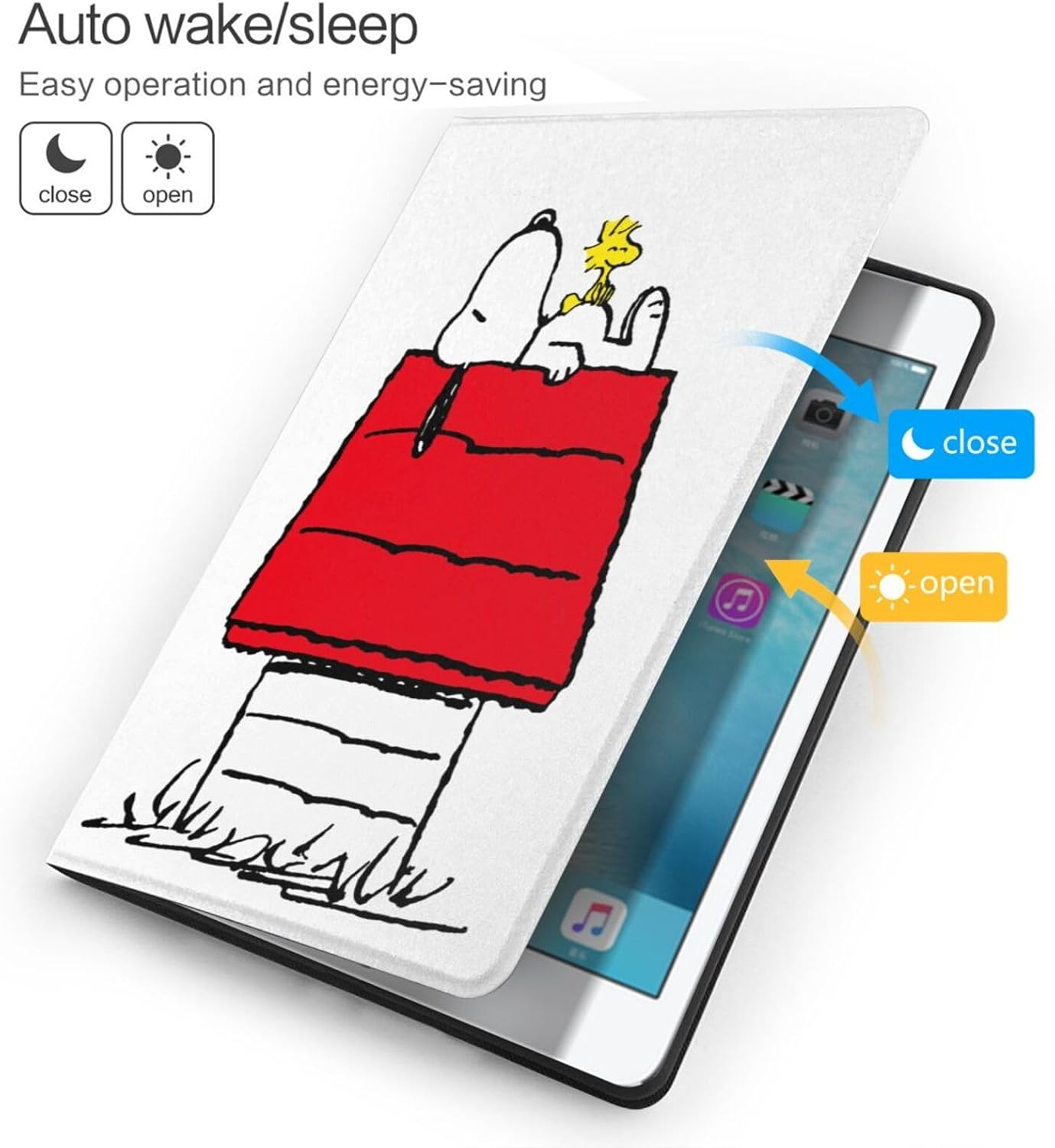 【ポイント2倍】 【300円引クーポン付】 スヌーピー iPad Air 6 ケース (2024発売) 11インチ iPad Air 6ケース タブレットケース 第5世代 第4世代 ケース iPad Pro 11インチ カバー タブレット 衝撃保護 折りたたみ 角度調整可能 三角形の構造 安定感 (11インチ)　送料無料