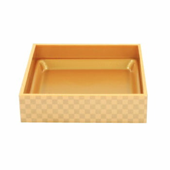 Rakuten - WPSー角165ー165（V）市松金 透明蓋付 15入 折箱 弁当容器 食品トレー 業務用 お寿司