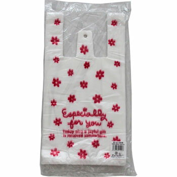 エスペシャリーレジパック3　EF−S　100枚 赤 花柄 レジ袋 プレゼント 雑貨店 かわいい Sサイズ