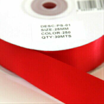 Sサテンリボン 25mm レッド 250 シングルサテン ロールリボン ラッピング 光沢 ギフト 包装資材