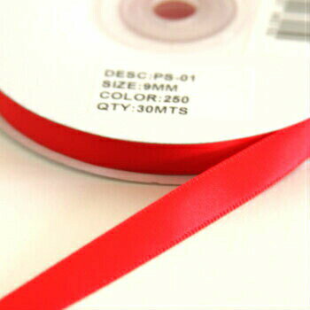 Sサテンリボン 13mm レッド 250 シングルサテン ロールリボン ラッピング 光沢 ギフト 包装資材