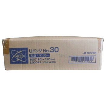 Rakuten - モックパック Uバッグ No.30 乳白 ハンガータイプ 100枚×20袋（計2000枚）1ケース 業務用 レジ袋 ビニール袋 ポリ袋 手提げ袋 吊り下げ式 包装 丸萬