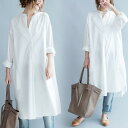 ロングシャツ 長袖 チュニック シャツ トップス ブラウス ミドル丈 無地 レディース 着やせ プルオーバー 春 秋 大きいサイズ バイカラー 体型カバー 通勤 OL 30代40代50代(4)