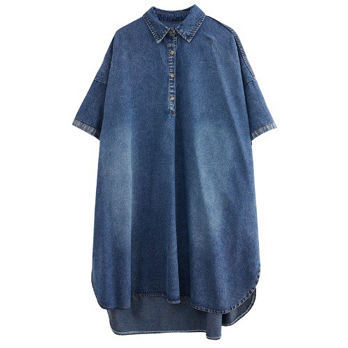チュニック 春 ロングシャツ 半袖 レディース ビックシャツ BIGシャツ 切替え チュ...
