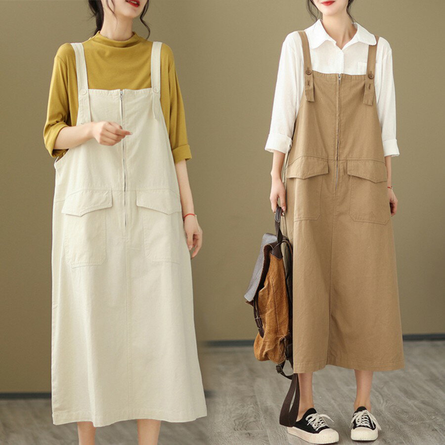 ジャンパースカート サロペットスカート レディース ワンピース ジャンスカ マキシ 春 夏 キャミワンピ..