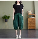 パンツ レディース 黒 チノパンツ ルーズタックハーフパンツ ワイドパンツ きれいめ ガウチョパンツ スカーチョ バギーパンツ 大きいサイズ テーパードパンツ 夏 ウエストゴム ボトムス ロールアップ ノアール サルエル 大きいサイズ ゆったり ガウチョパンツ 脚長効果抜群