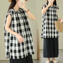 チュニック 夏 ロングシャツ ブラウス トップス チェック Tシャツ カットソー レディース シャツ スウェット 切り替え 大人可愛い ミドル ドロップショルダーシャツ 洗える 春 秋 オフィス 上品 体型カバー 大きいサイズ カットソー 通勤 OL オーバーサイズ(4)