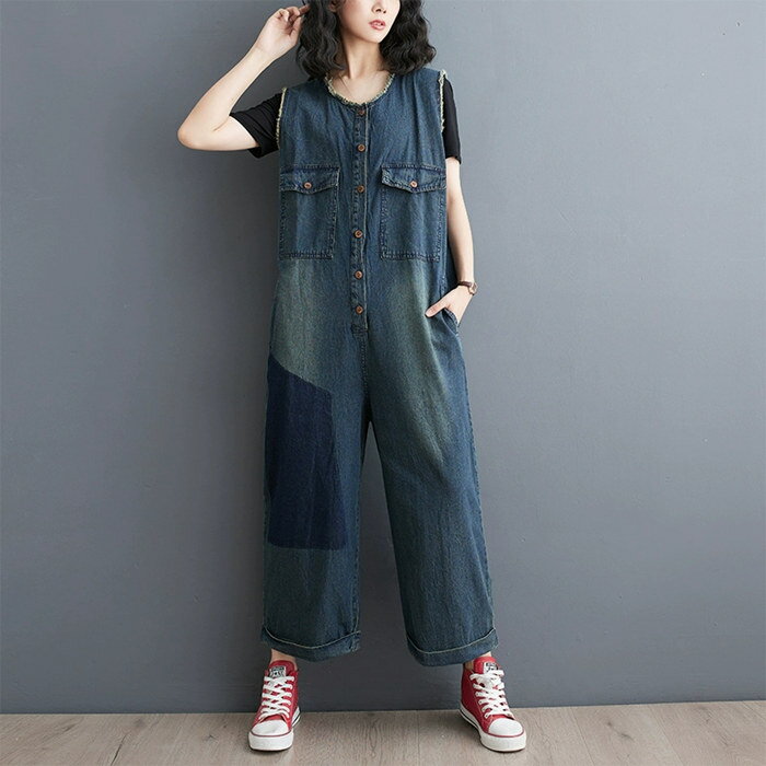 ロング オーバーオール サロペット デニムパンツ きれいめ パンツ レディース 春秋 オールインワン サルエルパンツ フレアー ジャンパースカート デニム ジーンズ テーパード サルエル ボトムス ワイドパンツ 通勤 テールライン ワンピ 着痩せ 切替え つなぎ 作業着