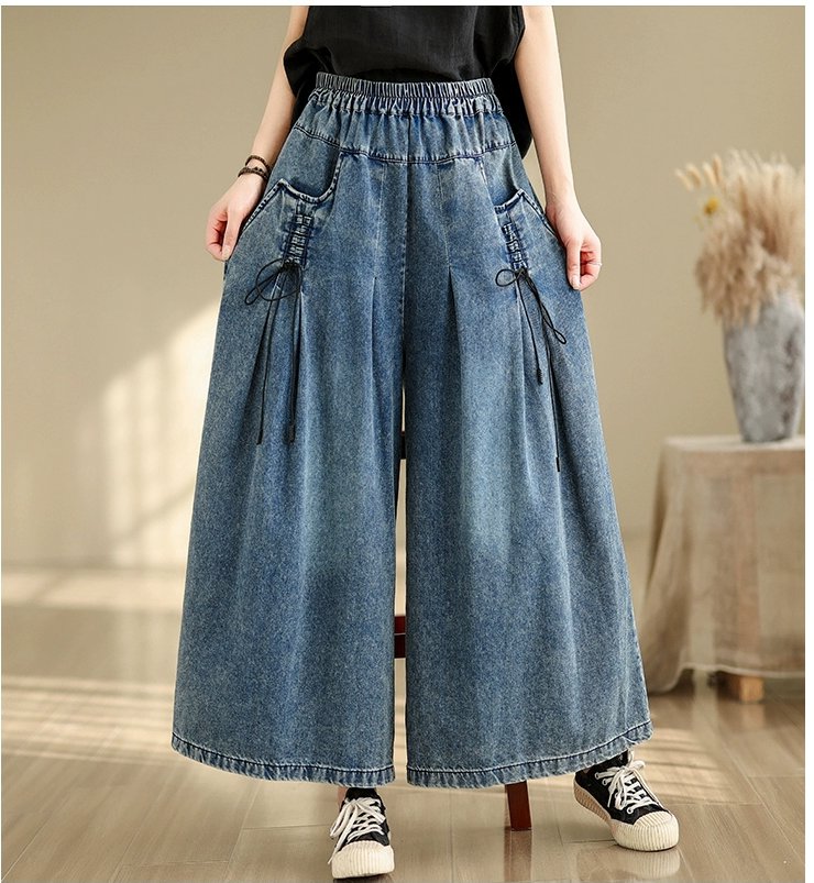 デニムパンツ レディース 大きいサイズ ワイドパンツ パンツ 春夏 かわいい 女の子...