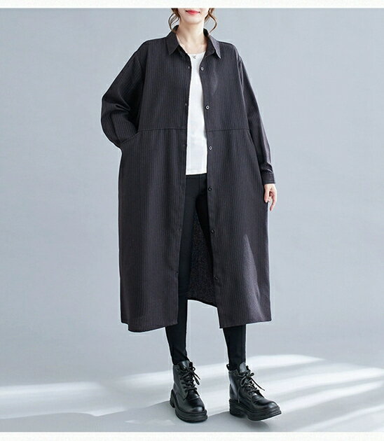 ストライプ柄 ワンピース シャツワンピース チュニック ロングシャツ 長袖 トップス シャツ レディース ブラウス 秋 ビッグシルエット きれいめ 体型カバー ミドル丈 通勤 テールライン ロング 着痩せ 春服 オフィスカジュアル 大人カジュアル オーバーサイズ 洗濯機可能